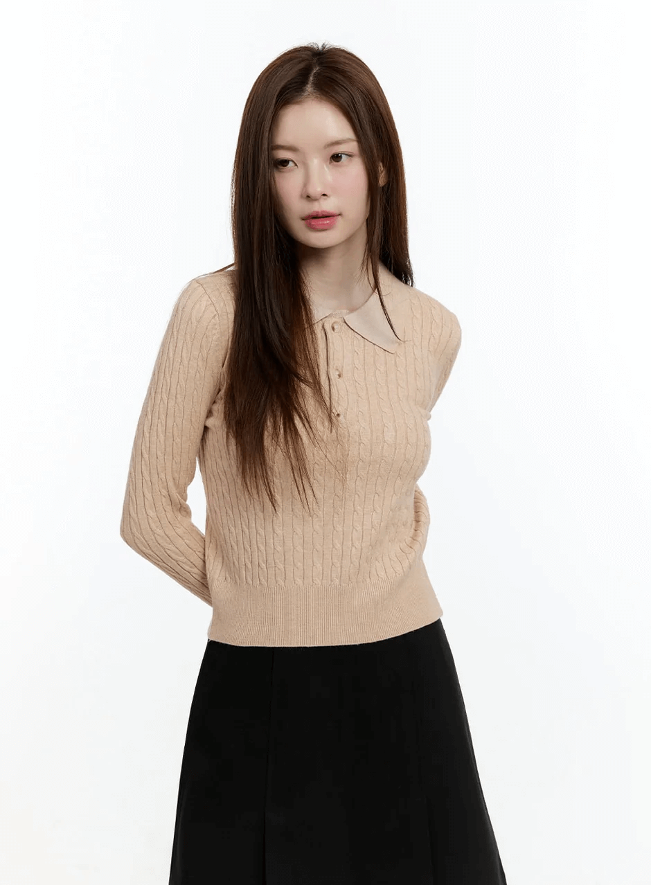 Cable Knit Collared Sweater